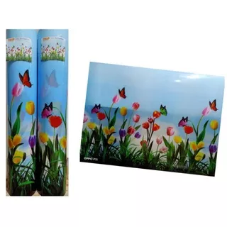 Fiber viber piber plastik penutup pagar motif Bunga Tulip (harga 50 cm)