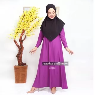 Clothinghasanah UNGU TERONG dark purple GAMIS JERSEY MAT SUPER TEBAL MAYUNG POLOS SYAR`I FASHION MUSLIM L-XL
