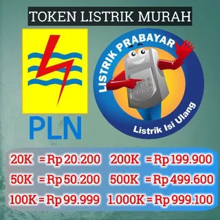 Token listrik / Token pln / Token pulsa listrik Token listrik promo token pln murah Token 20 50 1000