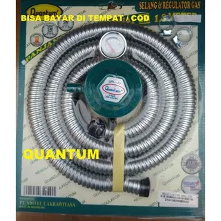 REGULATOR GAS + SELANG GAS QUANTUM AMPER, SELANG PLUS REGULATOR METERAN TEKANAN TABUNG PANJANG 1,8 M