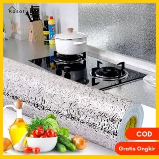 Wallpaper Aluminium Foil Anti Minyak Waterproof Sticker 100x60cm/ Wallpaper Dinding Alumunium Dapur