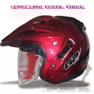 Helm Half Face Merah Maroon Glosy Dan Maroon Doff G2 Exterminator Double Visor || Helm GTwo Dobel Kaca Bening Bukan Iridium Flat Visor Venom || Helm G2 Original Bukan NHK predator Dobel Kaca KYT Scorpions King Visor cembung Bukan datar