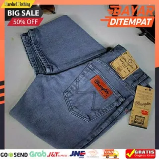 (BAYAR DI TEMPAT) - CELANA JEANS ABU ABU PRIA STANDART - CELANA JEANS WRANGL3R STRAIGHT - CELANA WRANGL3R JEANS ABU BIOWASH 28 s/d 38 BIG SIZE JUMBO