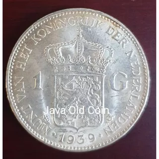 Koin kuno, silver coin, koin perak 1 Gulden tahun 1939 Luster