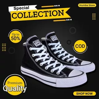 2.2 Diskon Sepatu Converse All Star Classic Tinggi Warna Black Sepatu Konfers Confres Sepatu Sekolah Sepatu Hitam Tinggi