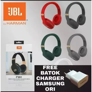 Headphone Bluetooth JBL P951 Pure Bass Headset Bluetooth JBL free batok charger samsung original