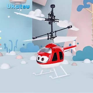 Ukatsu Helikopter Sensor Tangan Pesawat Mainan Helikopter Terbang kartun dengan Lampu Baterai Chargeable