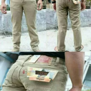 Celana jeans cream khaki model standar reguler pria | celana levis