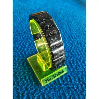 Gelang Batu Giok Black Jade Loreng Aceh Cembung Cutting