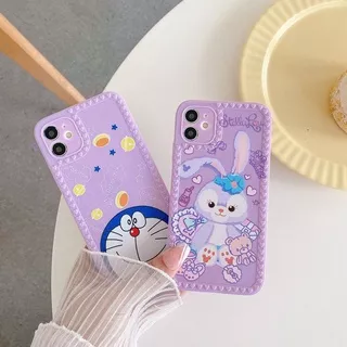 Doraemon & Rabbit Lilac Purple Ungu Case Hp Iphone 6 7 8 Plus X Xr Xs Max 11 12 13 Mini Pro Max Oppo A16 Reno 5F Reno 4 5 6 A3S Vivo Y11 Y12i Y15 V5S Y81 Y20S Y50 Y30i Case Hp Kelinci Ungu Purple Lilac