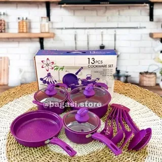 Cookware Set 13 pcs Marble/Panci Set 13 Pcs Cookware