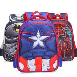 TAS SUPER HERO ANAK ANTI AIR TAS RANSEL SEKOLAH TK/PAUD LAKI-LAKI/COWOK BACKPACK BERKARAKTER