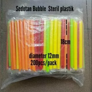 Sedotan Bubble Steril plastik isi 200pcs mix warna/sedotan solid bungkus plastik/sedotan besar warna