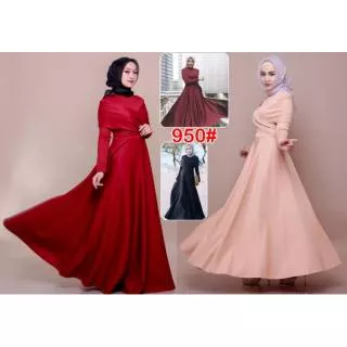 950# maxi dress fashion scuba , gaun panjang silang muslim