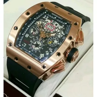 Jam Tangan Pria RM Richard Mile Super Premium Graden AAA Tali Rubber Body Rosse Gold - Jam Tangan Rm Richard Mile Super Premium Graden AAA