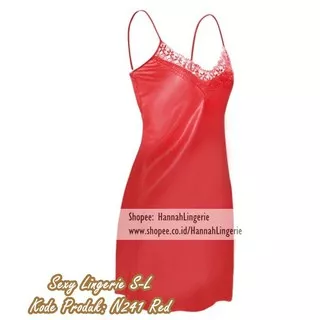 Original Lingerie S M L Baju Tidur Lingerie Satin Silk Baju Tidur Seksi Merah Hitam Ungu Pink N241