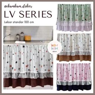 LV - Gorden Kolong Dapur Poni Bisa Custom Size Tinggi Tirai Kolong Dapur Horden Kolong Dapur Minimalis Polos Shabby Poni