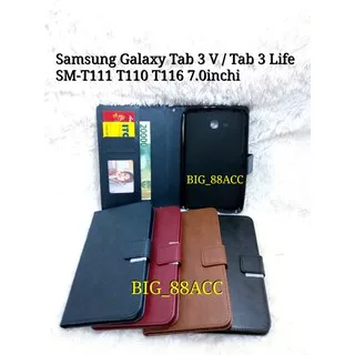 flip cover Samsung Galaxy Tab 3 V/3 life T111 T110 T116 - Wallet leather case kulit