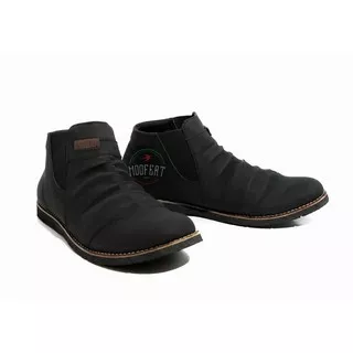 Sepatu Kerja Kasual Pria Moofeat Casual hitam kerja santai sintetis cowok /kantor kuliah