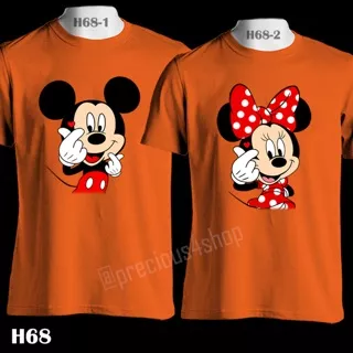 Mickey & Minnie Mouse Korean Love Finger Sign | H68 | Kaos Couple Pasangan | Family Custom T-Shirt