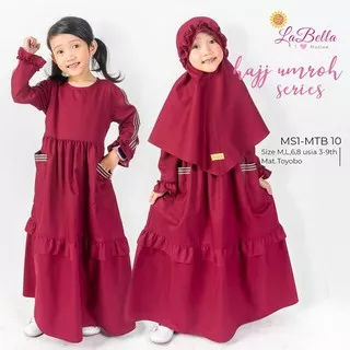 (3-9 tahun) MTB 10 Maroon Baju Muslim Gamis Anak LaBella Toyobo