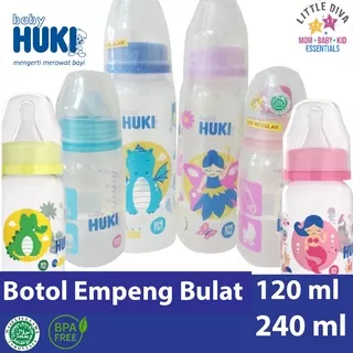 120 ml & 240 ml - Botol Susu HUKI Baby MILK BOTTLE -  Nipple Round PP Bottle Dot Empeng Bulat