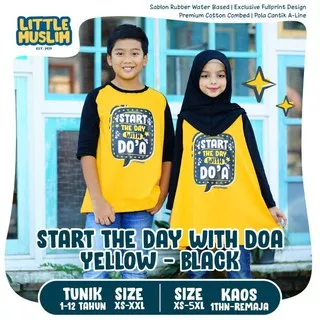 Sarimbit Kaos Raglan Tunik Anak Muslim Baju Couple Adik Kakak Little Muslim Start With Doa