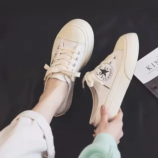 Sneakers Wanita model Korea 0349 Star Half Drag Canvas Sneakers