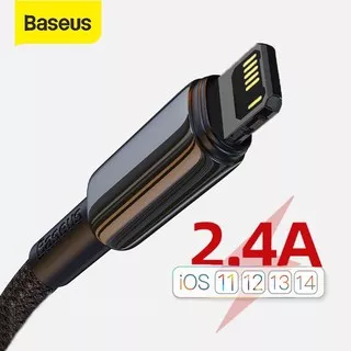 Baseus Kabel Data Usb Lightning Fast Charging 2.4A for Iphone 12 Pro Max 11 XR XS 8 7 6 Plus Ipad - USB to iP Tungsten Gold Metal Series 2M 1M Black Garansi Resmi Original - Baseus Pouch Cable Round