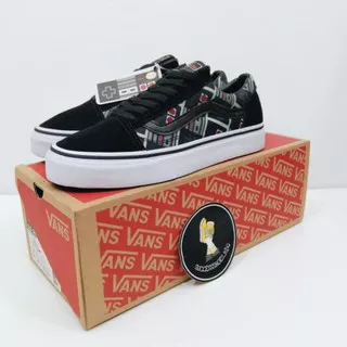 Sepatu Vans Old Skool Motif Nintendo Controller `Game Over` Black White Miror 1:1 Original BNIB