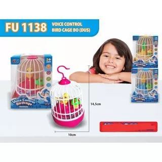 Mainan Burung Dalam Sangkar Berkicau Voice Control Birdcage FU1138 - Mainan Koleksi Anak Anak Murah