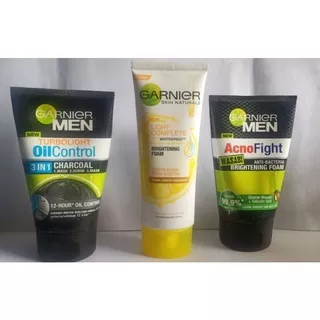 Garnier Men Power White Super Duo Facial Foam 100ml, Garnier TurboLight Oil Control, Garnier Acno Fight, Garnier Light Complete Brightnening Foam|| Micellar Water 125ml