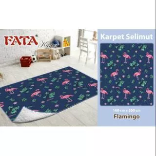 Karpet Bulu / Karpet Selimut FATA Motif Flamingo Navy