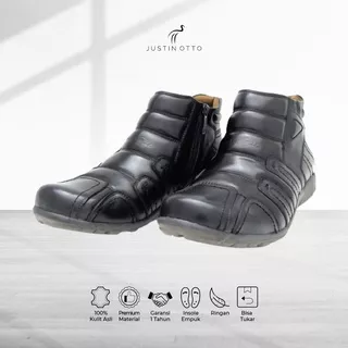 Justin Otto Official Sepatu Boots Kulit Pria AS 828 Warna Hitam Terlaris Kekinian Best Seller