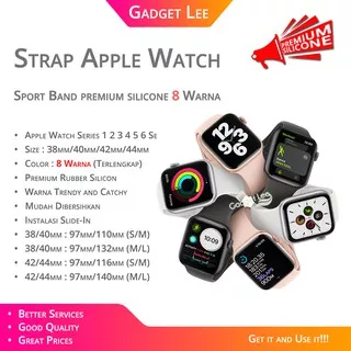Strap Apple Watch Sport Band Rubber Replacement iWatch Tali Jam Apple Watch Series 1 2 3 4 5 6 7 SE 38mm 40mm 41mm 42mm 44mm 45mm