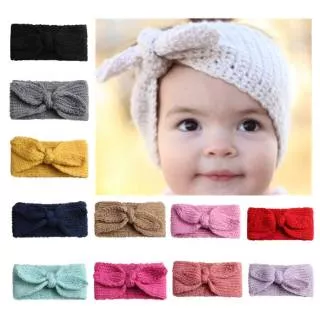 Bandana pita headband bayi Rajut knitted baby headband import