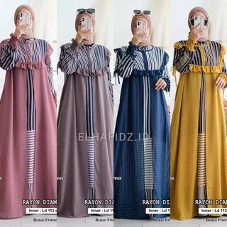 Hijab Sisters Kumara Dress Set Outer Maxi Jumbo Rayon Diamond Motif Stripe Gamis Muslim Wanita LD 110 Busui