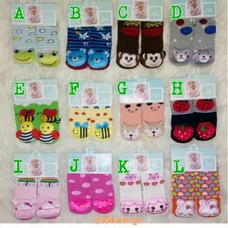 Kaos Kaki Bayi 0-24Y Boneka 3D Socks Antislip Baby Boy Girl Rattle