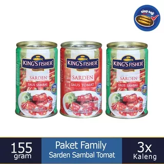 Paket Family King's Fisher Sarden 3 saus sambal dan tomat Makanan Kaleng 155g