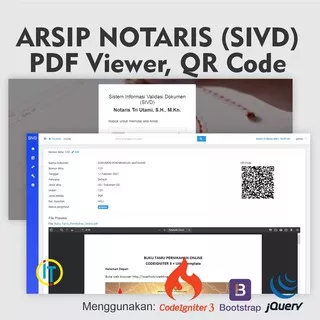 Source Code Aplikasi Web SIVD NOTARIS PDF Viewer QR Code CodeIgniter