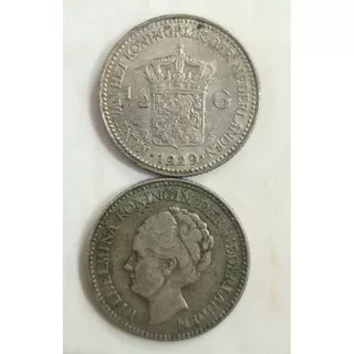 koin kuno, koin perak 1/2 gulden Wilhelmina tahun 1921 sd 1930