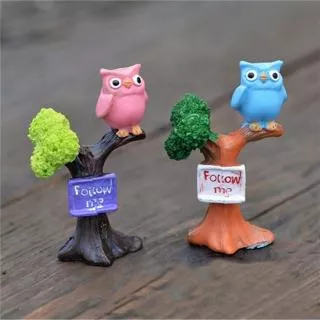 1 Pc Ornamen Miniatur Pohon Cabang Burung Hantu Untuk Dekorasi Rumah Boneka