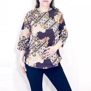 N1 - Atasan baju batik wanita muslimah / hijaber lengan panjang bahan katun strecth model terbaru