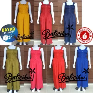 Balicihui Jumpsuit Kancing Wanita Fit to XL Jumpsuit Panjang Nyaman Trendy Jumsuit Bali