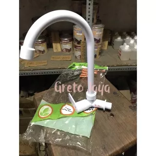Kran Air Cuci Piring Keran Wastafel Leher Angsa PVC Plastik 1/2” IFOS Plastics Plastic Tebal Putih