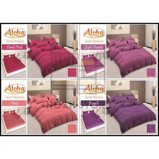 Sprei Polos Emboss Aloha uk. King (180x200) & uk. Queen (160x200) warna nuansa Merah Muda dan Ungu