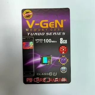 MIcroSD V-GeN 8GB Turbo Series Class 10 100MB/s Non Adapter