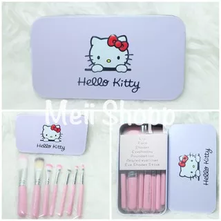 KITTY BRUSH KALENG 7 In 1 / Kuas Hello Kitty Set / Make Up Brush / HK BRUSH / KUAS HK