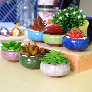 READY Cute Ice-Crack Glaze Flower Ceramics Succulent Plant Mini Pot Garden Flowerpot