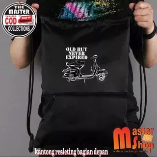 Tas Ransel Serut Drawstring Resleting Gymsack Gambar Vespa / Futsal Tas Serut Umroh Haji Souvenir